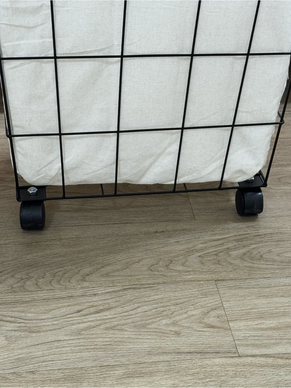 NWT Rae Dunn “Laundry” Rectangular Blk Wire Laundry Basket Hamper Cart w/Wheels